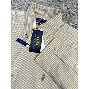 POLO RALPH LAUREN New $125 Medium Mens Classic Stretch Green Gingham Check Shirt